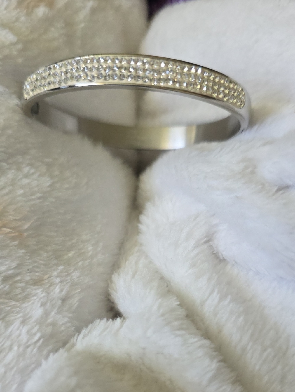 JCM Stainless Hinged  Crystal-Accented Bangle Bracelet - Women's Jewelry